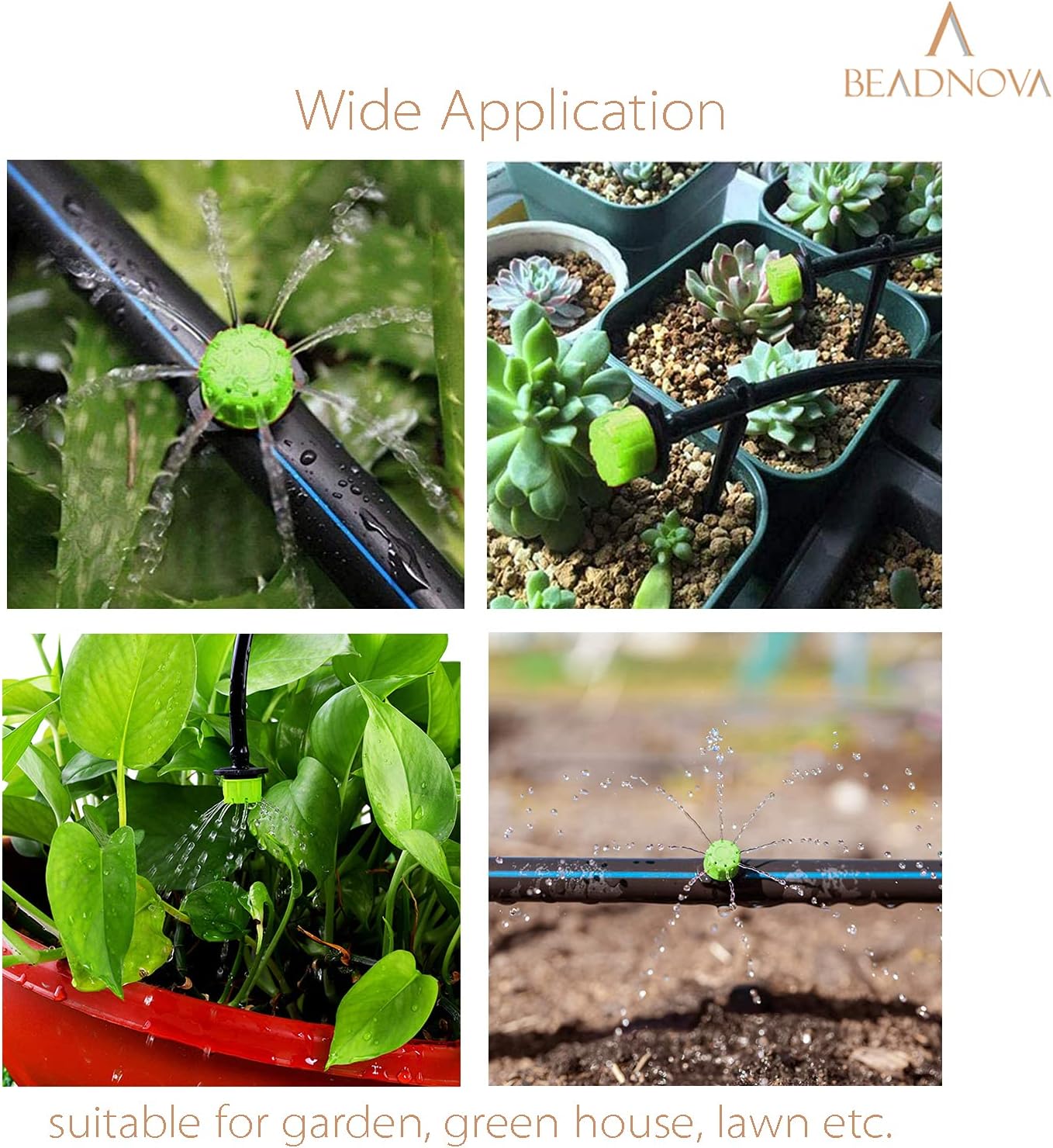 Drip Irrigation Emitters 50 Pcs Irrigation Drippers 360 Degree System Emitters Sprinklers Drippers for Drip 1/4 Inch Tube Gardening (Green)