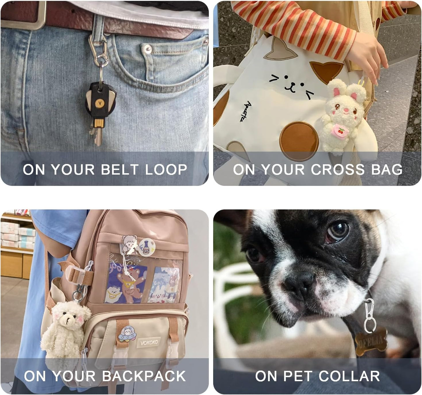 4Pack Small Keychain Rings, Metal Key Carabiner Clip, Mini EDC Key Ring Chain Holder Organizer for Purse Charm Hook, Car Keychain, Paracord Keychain Lanyard, Men and Women Key Fob (Light Gold)