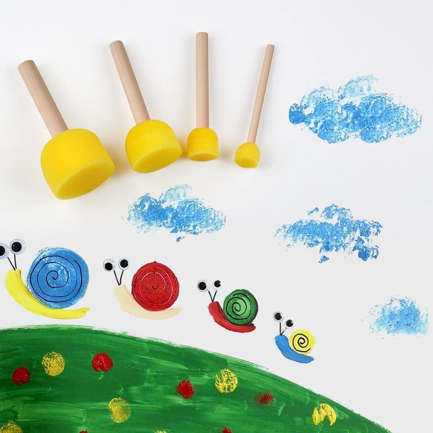 30 Pcs Round Sponges Brh Set, Round Sponge Brhes for Painting, Paint Sponges for Acrylic, Painting Tools for Kids Arts and Crafts (4 Sizes)