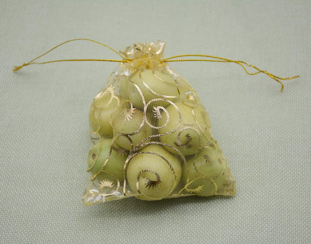 Wedding Favors Small Gift Bags, 100pcs 2.8x3.6 Inch (7x9cm) Gold Organza Bags for Party Favor Bags Small Business Candy Bags Mesh Bag (Gold, 2.8''x3.6'')