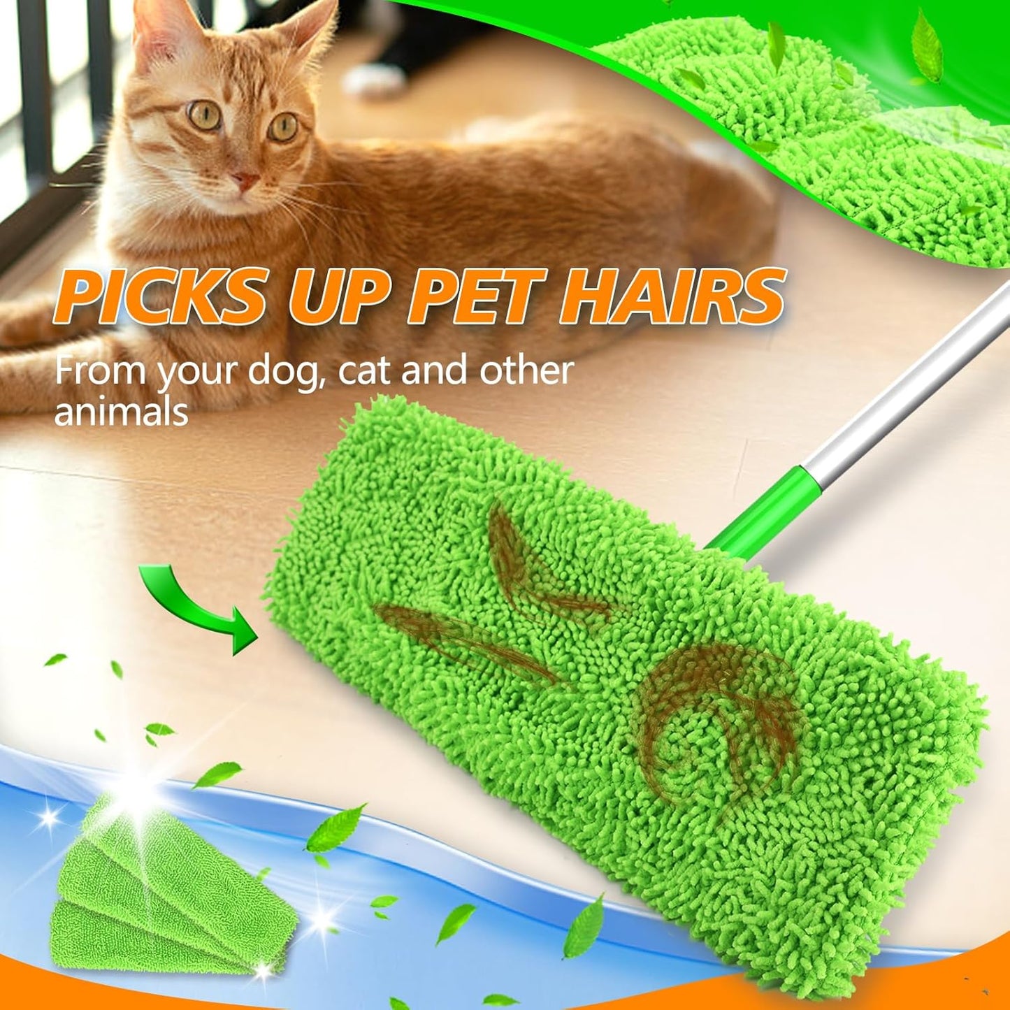 Reusable Microfiber Pads for Swiffer XL Mop - 2 Pack XL Dry Sweeping Cloths & Wet Pads Refills - X-Large Heavy Duty Mopping Cloths for Floor Mopping and Sweeping (Mop is Not Included)