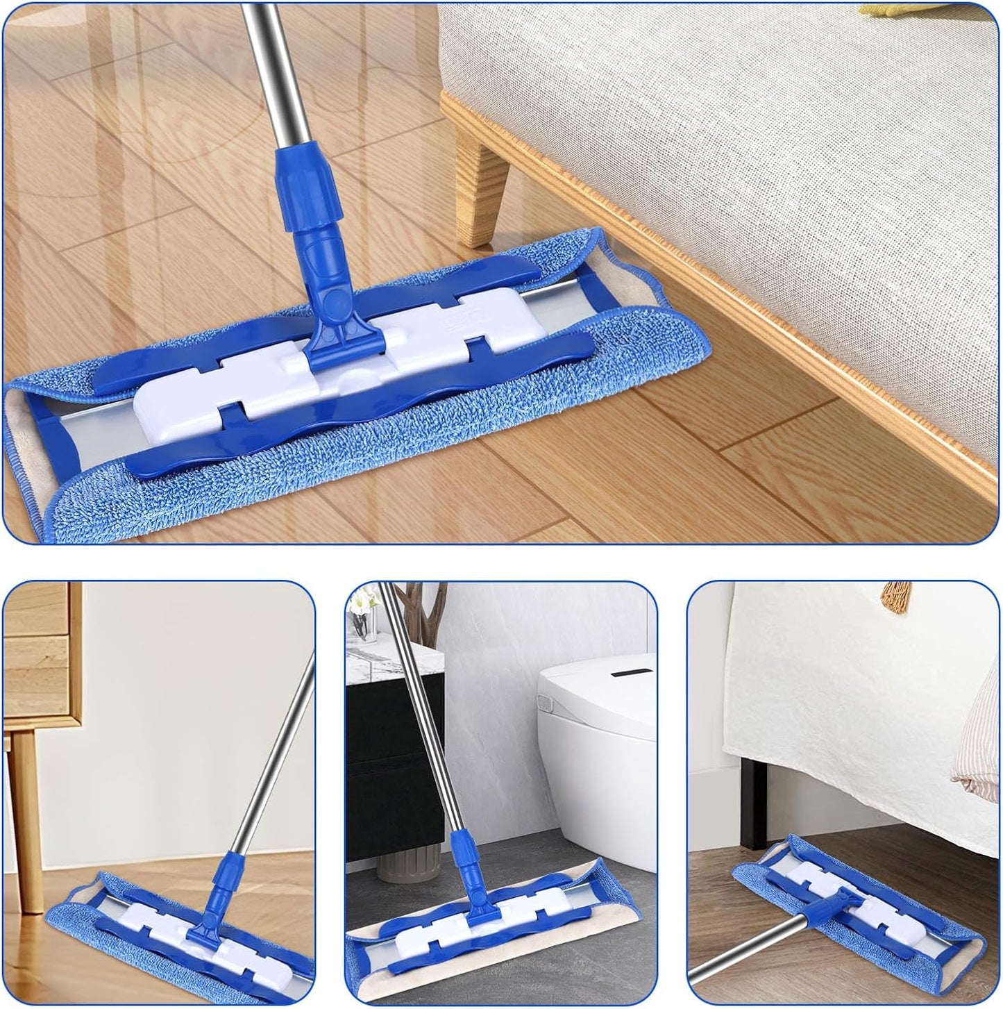 Microfiber Cleaning Cloth Compatible with MR SIGA Professional Microfiber Mop - Professional Reusable Flat Mop Refills - Mop Pads Replacement for Hardwood Cleaning (4 Pack)