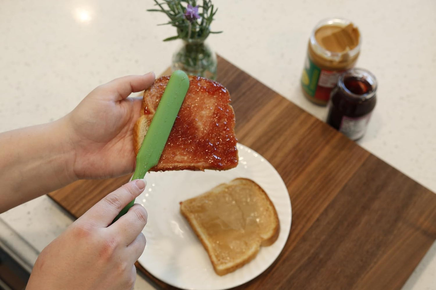 Small Silicone Spatula - 9.5 Inch Non Stick Spatula - Heat Resistant Jar Scraper - BPA Free & Dishwasher Safe - Gray