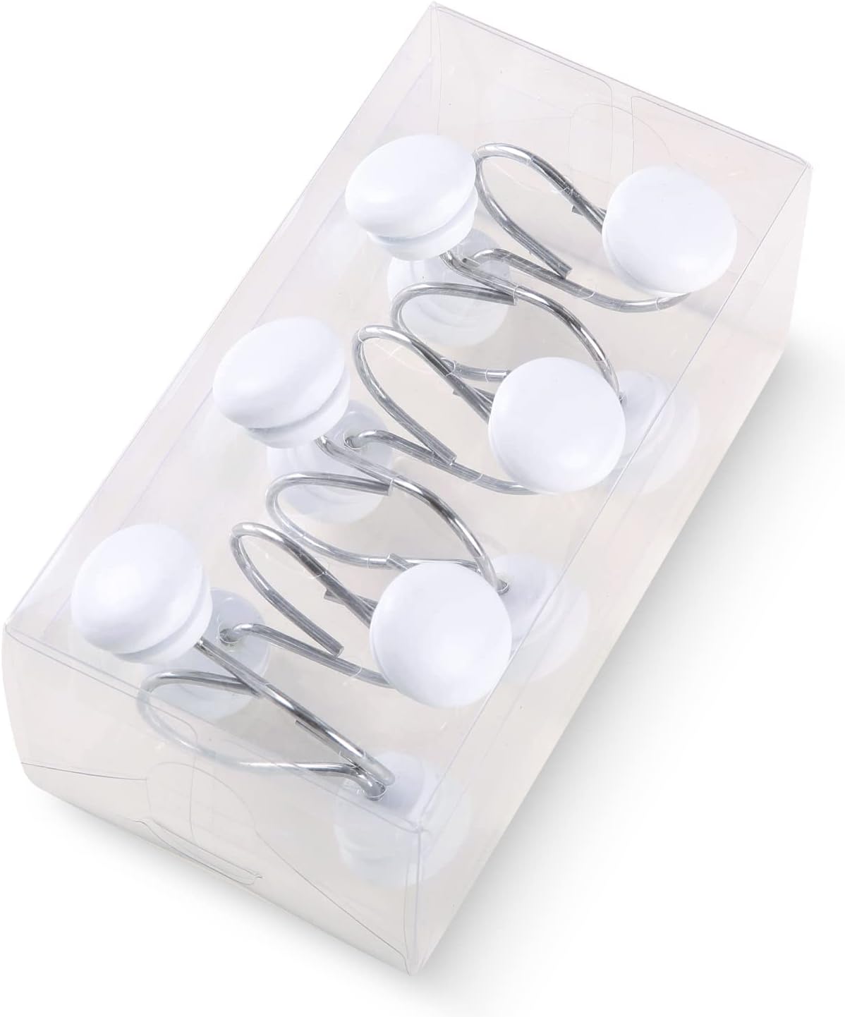 White Shower Curtain Hooks, Rt Proof Shower Curtain Rings for Bathroom, Decorative Shower Hooks Hangers for Shower Curtain Rod,Set of 12