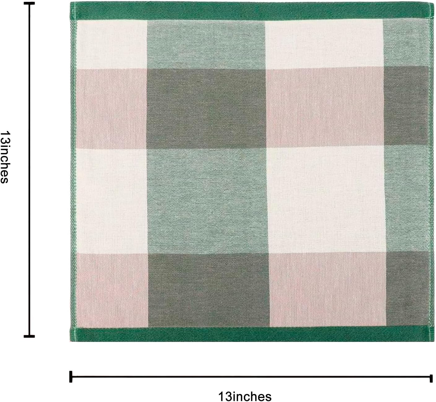 6 Pack 100% Cotton Washcloths, Dual-Sided Design (Terry + Gauze) Facecloths, 13x13 Inch Ginghqm Washrags, Soft & Skin-Friendly, for Bathroom, Kitchen & Hoehold (Green, 13x13 Inches)