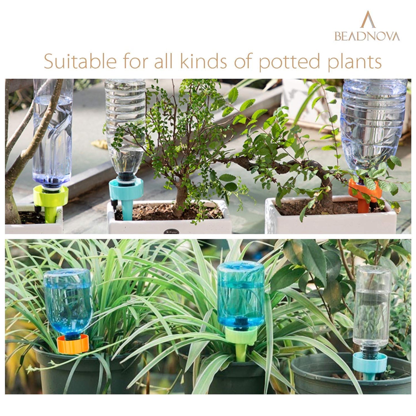 Plant Self Watering Spikes Automatic Irrigation Equipment Adjtable Self Watering Spikes for Plants with Slow Release Control Valve (Orange Blue Green, 6pcs)