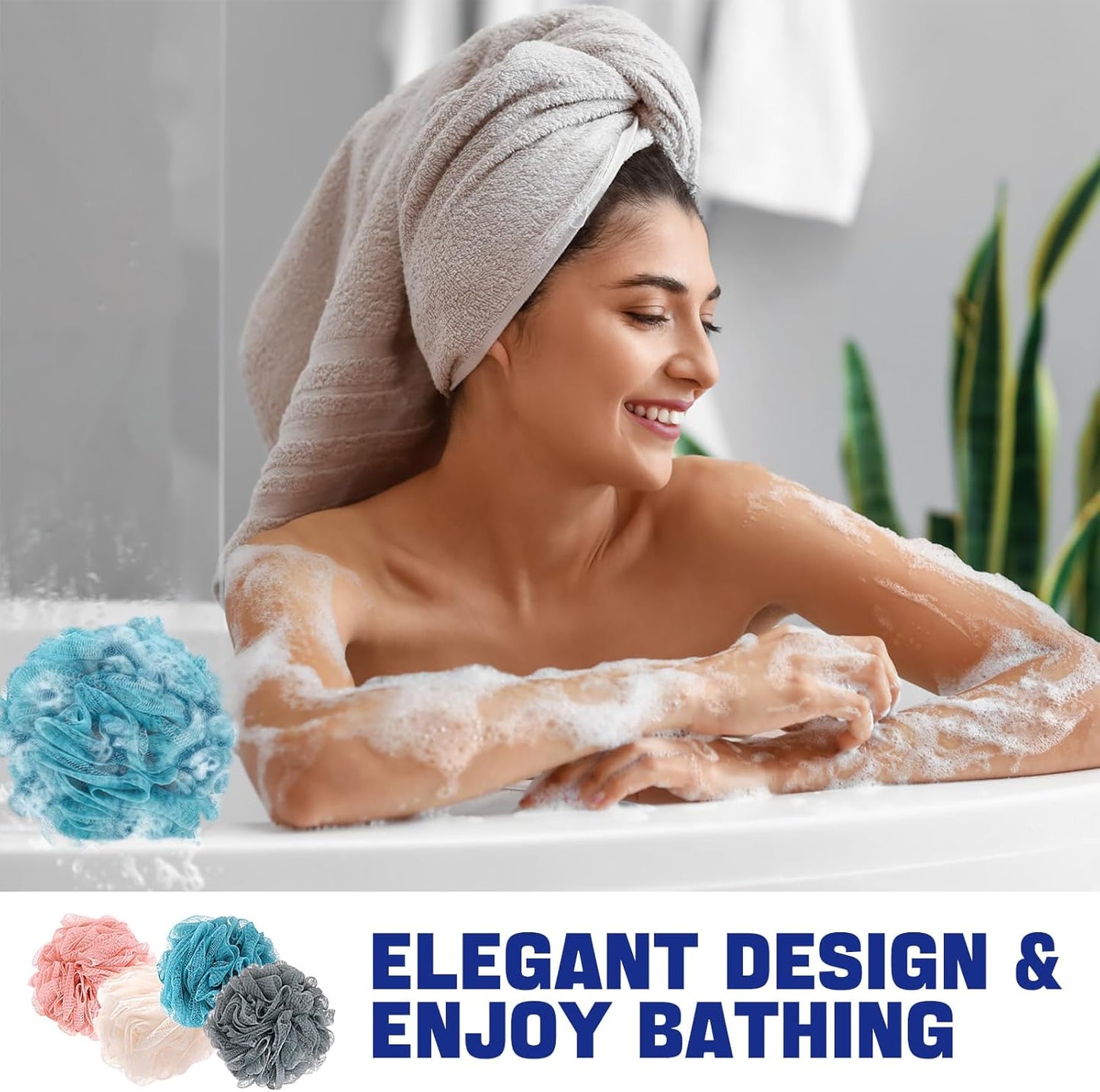 Loofah Bath Sponge Shower Loofah Shower Puff Soft Assorted Color Big 4 Pack