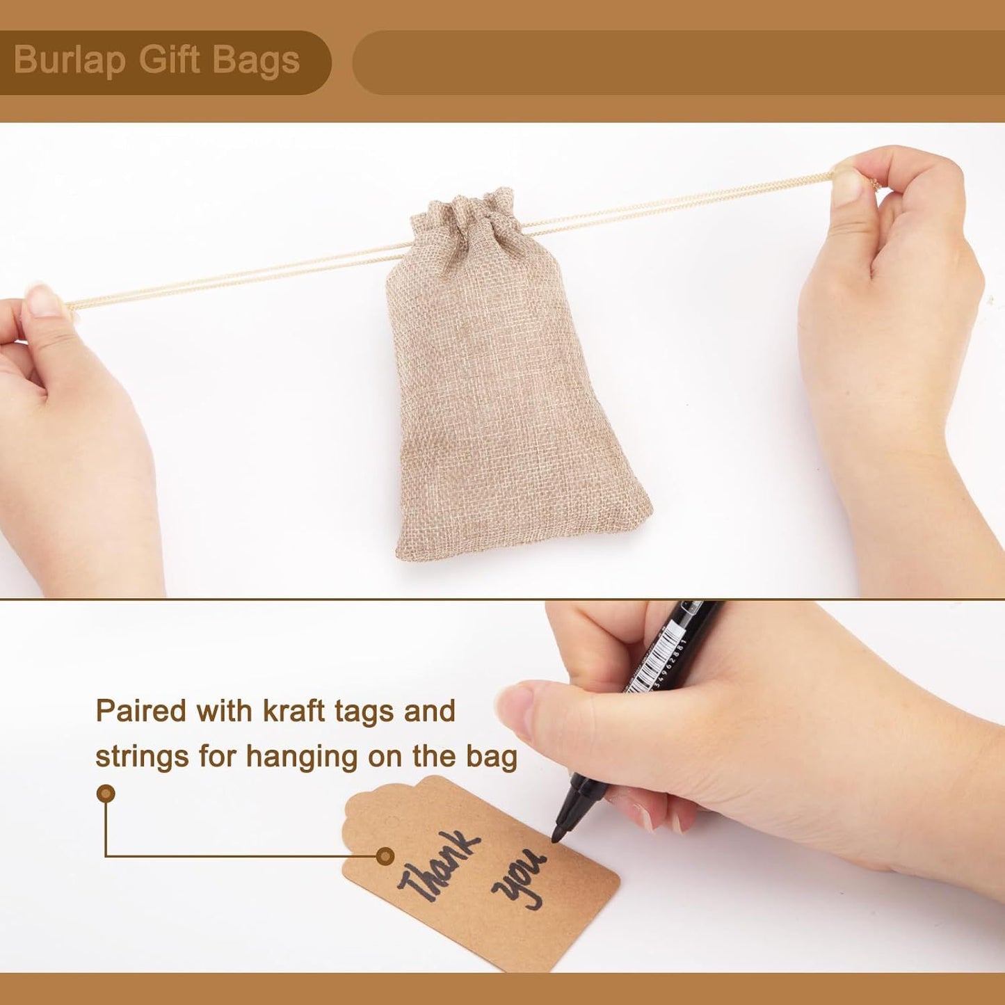 25PCS Small Burlap Gift Bags With Drawstring, 4x6 Inch Small Linen Sack Bags Jewelry Pouches for Wedding Party Favors DIY Crafts