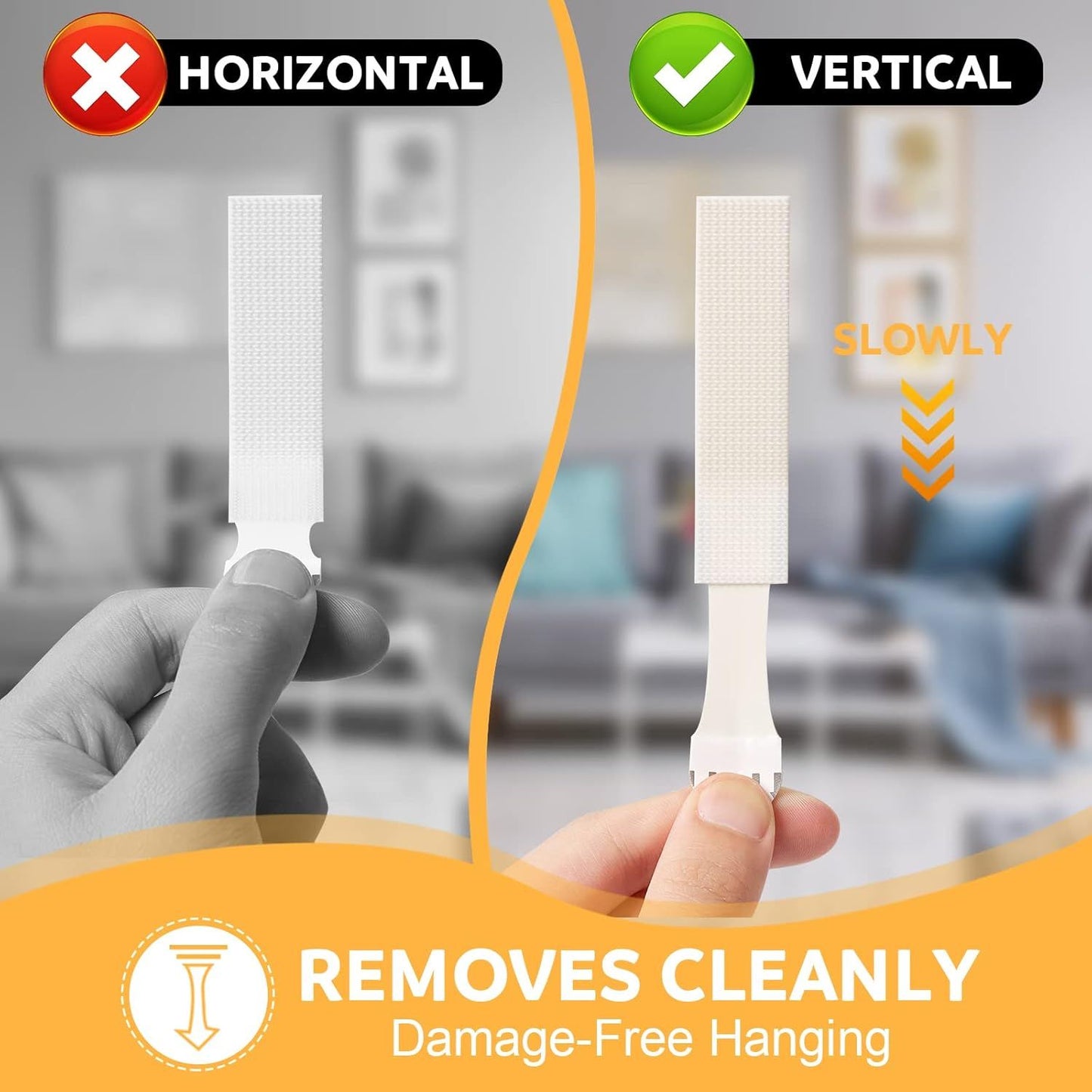 Large Picture Hanging Strips Heavy Duty,20-Pairs(40 Strips) Sticky Picture Hangers for Walls Hanging Without Nail,Damage Free No Nails Refill Adhesive Poster Frame Mounting,White
