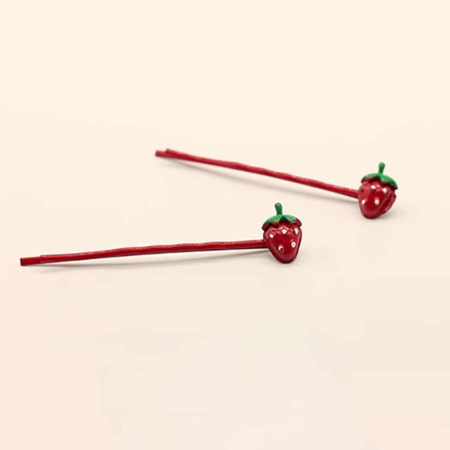 4 Pcs Cute Strawberry Hair Pins Hair Clips for Girls, Fun Headband Accessories for Kids Women Daily Wear Party (Red Strawberry)