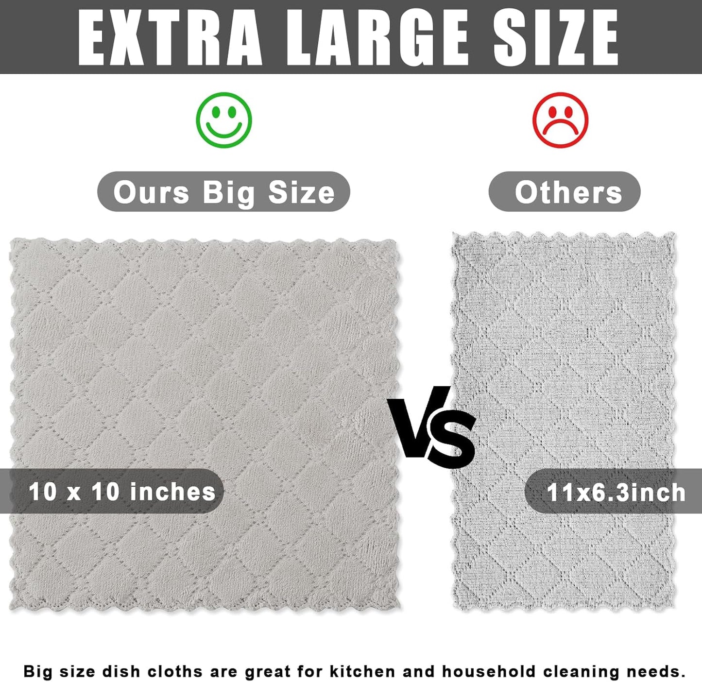 Homaxy 12 Pack Kitchen Dish Cloths (10 x 10 Inches, Grey) and Large Cotton Kitchen Hand Towels(18”x 28”, 6 Pack), Flat and Terry Dish Towels