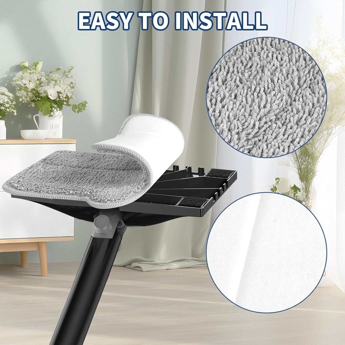 Steam Mop Pads Compatible with ScrubWiz & LABIGO Steam Mop Cleaner - Washable and Reusable Microfiber Replacement Mop Pads for Cleaning Floors and Carpets, 4 Pack