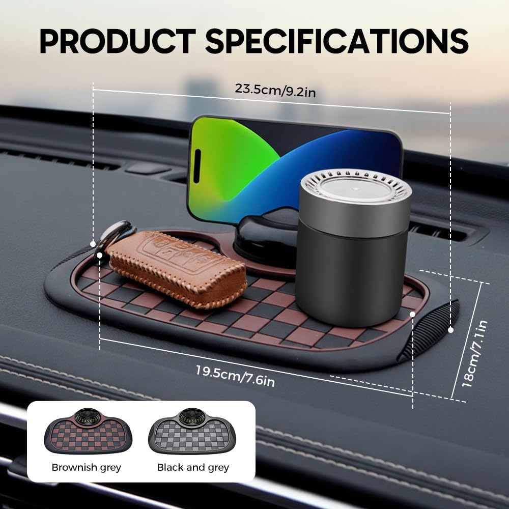 Mobile Phone Bracket Anti-Slip Mat, Multifunction Car Dashboard Mat with Temporary Parking Number, Large Universal Fit Anti-Slip Mat for Phones, Sunglasses and Keys Gadget (Black-Gray)
