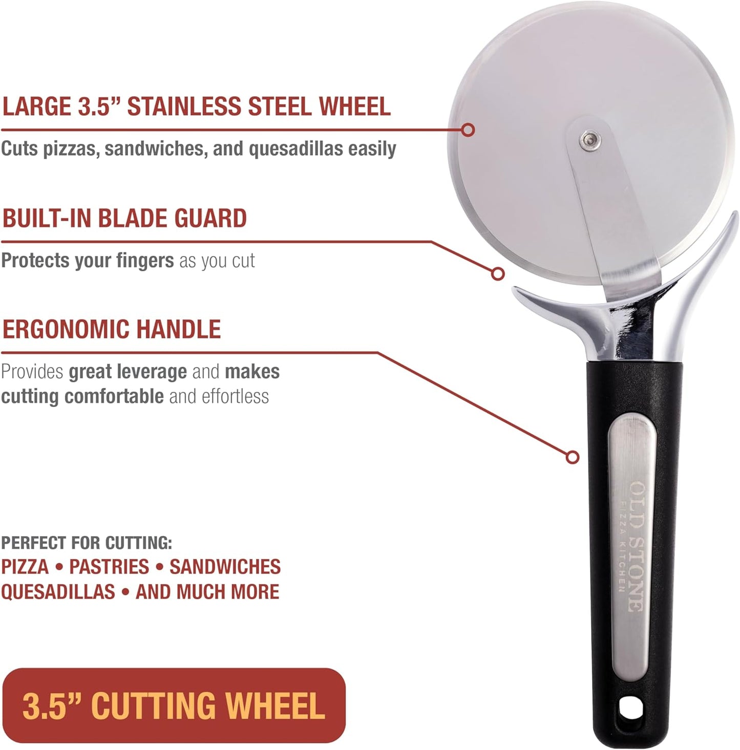 Premium Stainless Steel Pizza Cutter Wheel Pizza Slicer, 3.5-inch Pizza Cutter Wheel