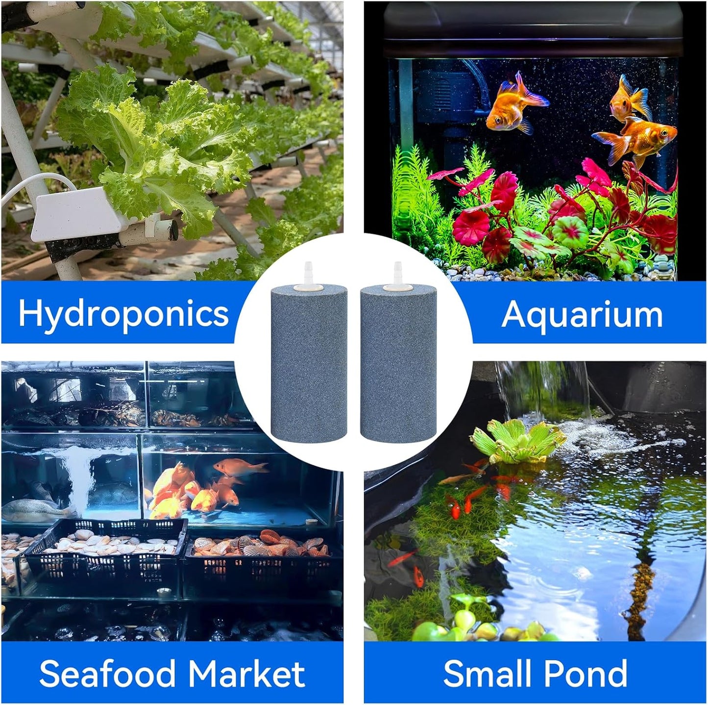 4x2 inch Aquarium Air Stones 10pcs, Aerator Differ,Air Stones for Aquariums,Fish Tanks,Pond and Hydroponics