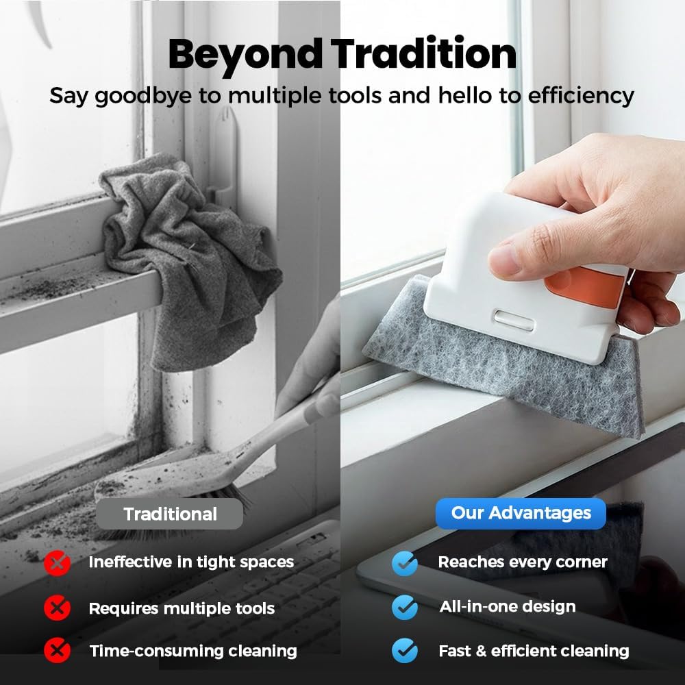 Magic Window Track Cleaner, 2026 Upgraded Handheld Cleaning Brh Set, for Window Slides Grooves, Tile Grout Lines, Shutter Slats, Car AC Vents & Narrow Gaps (Mix-3PCS)