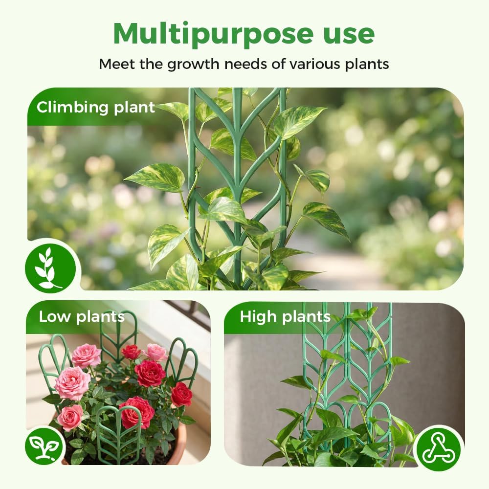 Plant Trellis for Climbing Plants, Indoor Outdoor Plastic Garden Trellis, Adjtable Potted Plant Support for Pothos, Ivy, Hoya, Monstera & Flower Vines (3PCS)