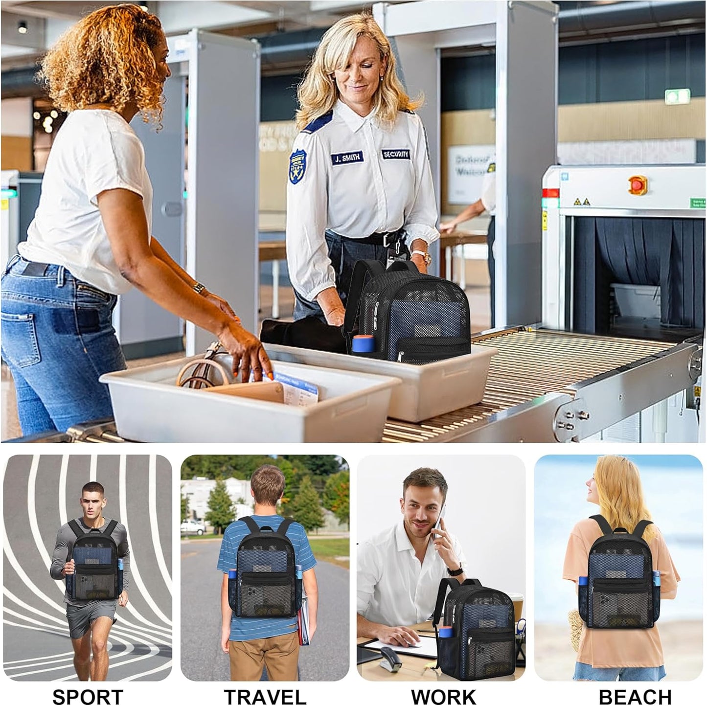Heavy Duty Semi-Transparent Mesh Backpack,See Through College Student Backpack,