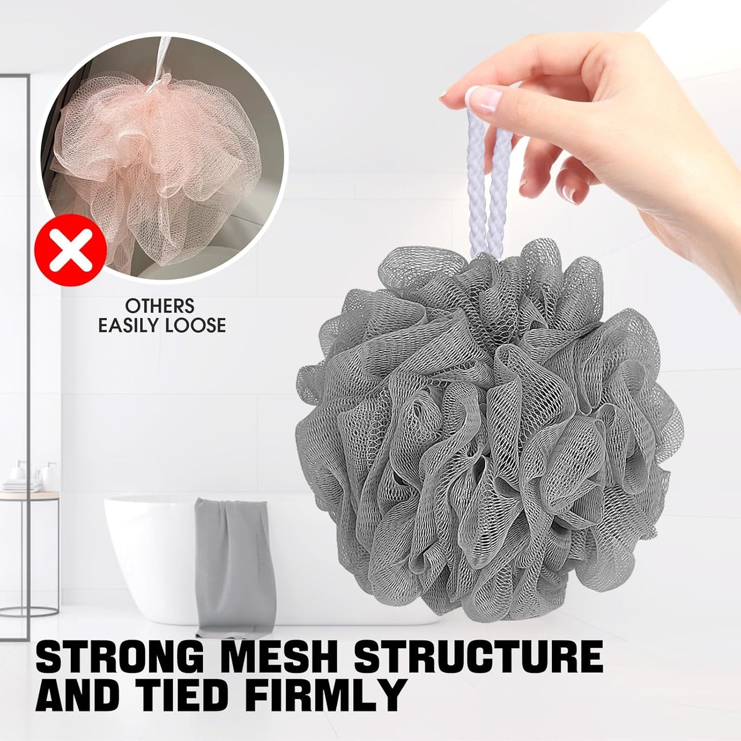 Loofah Bath Sponge Shower Loofa Bath Puff Body Scrubber Exfoliating Soft Premium 4 Pack