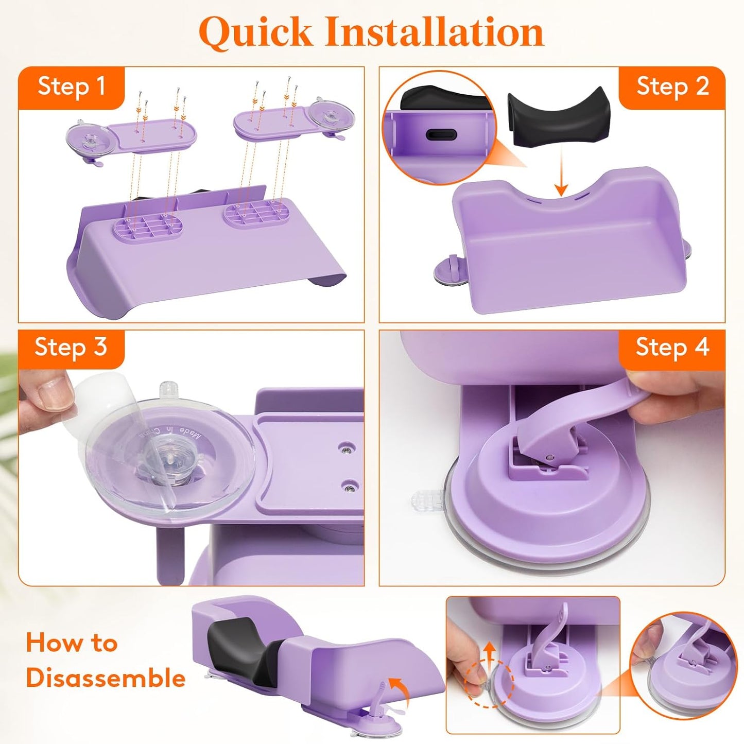 Hair Washing Station for Kids, Neck Support Shampoo Bowl for Kitchen Sink or Bathtub at Home, Portable Hair Wash Basin for Toddlers, Children, Teens, Purple, 10 inch/ 26 cm Wide