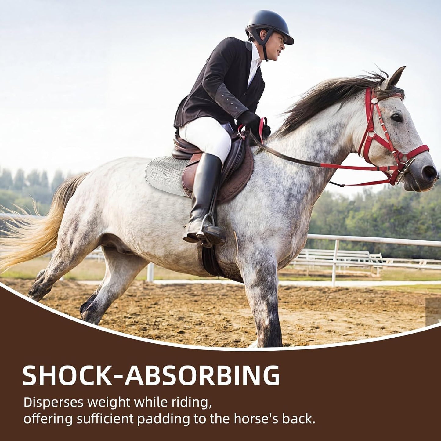 Non Slip Gel Saddle Pad for Horse TPE Half Pad for Back Breathable Provide Ample Cushioning for Injury Prevention and Pressure Relief for Western Horse Under Saddle Dressage Jumping Training