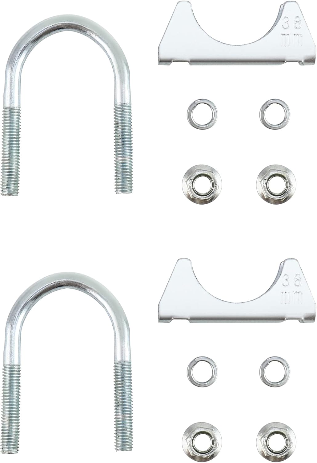U-Bolt Muffler Tip Exhaust Hook, 1-1/2" OD 2Pcs Stainless Steel Universal Silencer Exhaust Clip