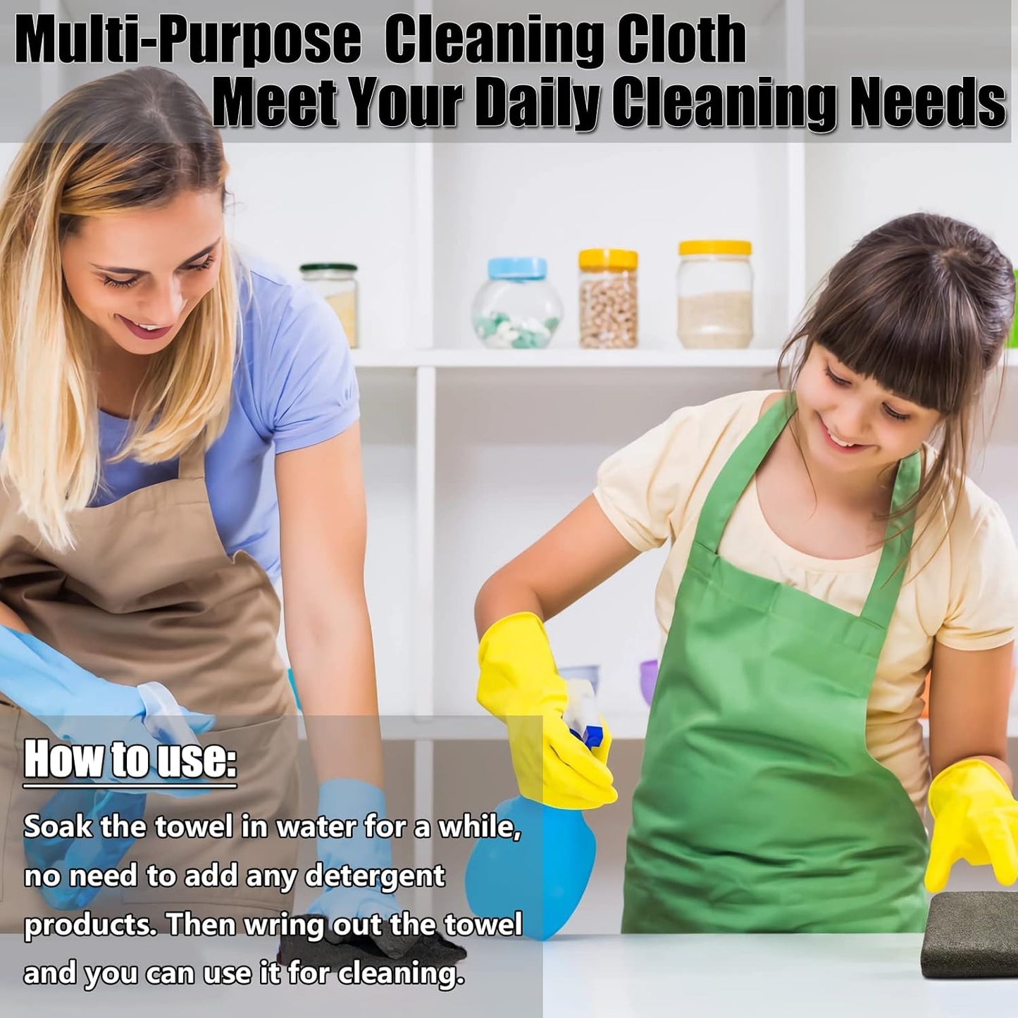 Thickened Magic Cleaning Cloth,Reusable Microfiber Cleaning Cloth.Lint Free Cloth for Home,Window,Mirror Glass and Cars.(12" x 16",5 Pack)