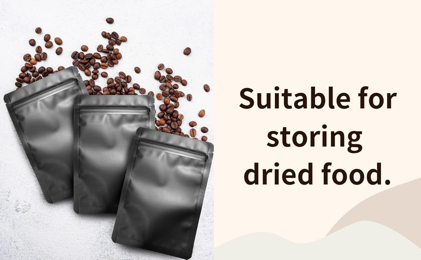 100 Pack Matte Black Mylar Stand Up Bags - 5.5x7.8 Inches Smell Proof Resealable Pouch Bag, Sealable Foil Packaging Zipper Pouches for Food Storage