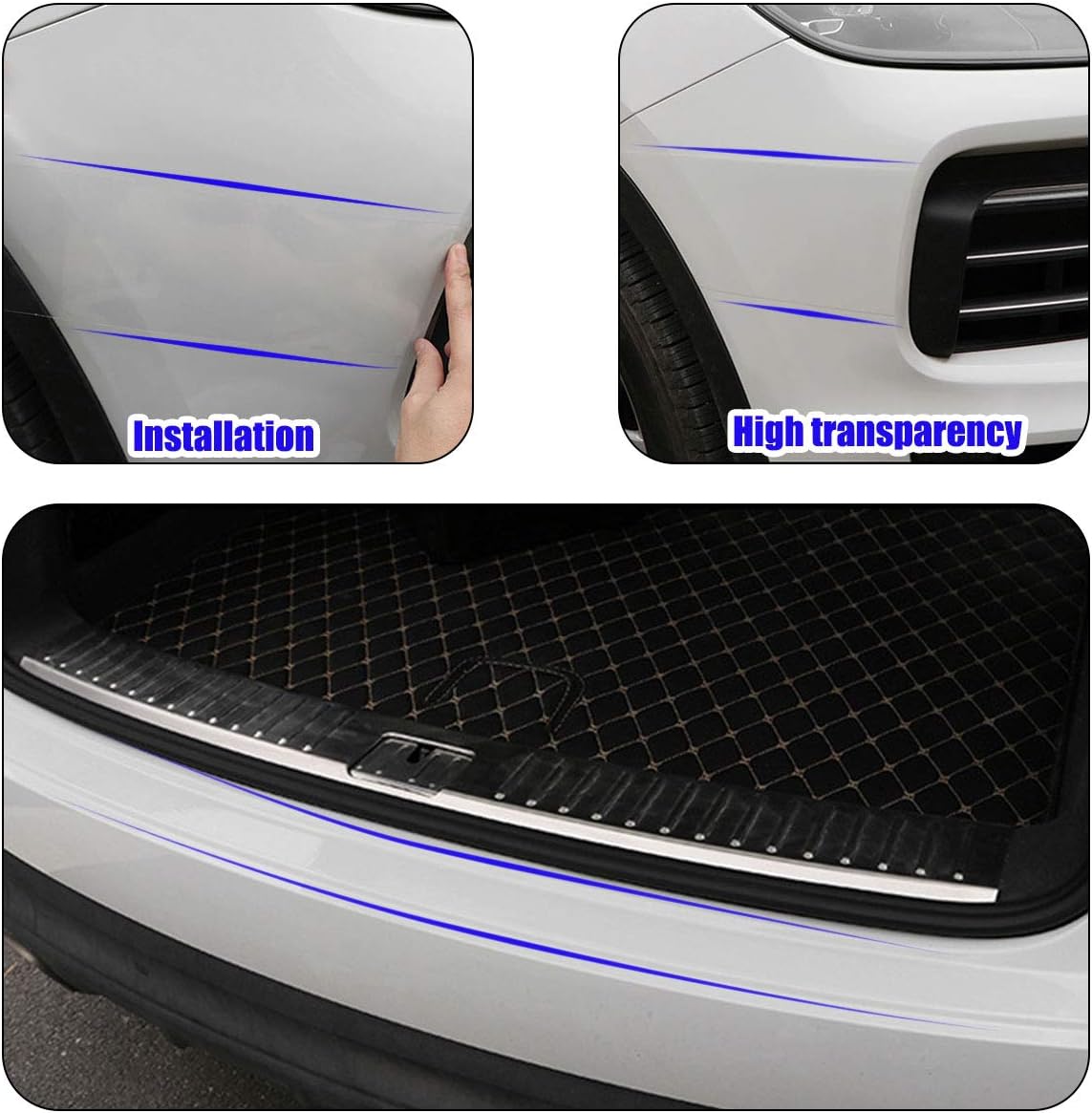 Anti-Scratch Anti-Collision Adhesive Strip Car Door Edge Guard Protector Strip Car Door Scuff Plate Protectors Transparent Invisible Tape for Rear Bumper/Door(33Ft x 2In)