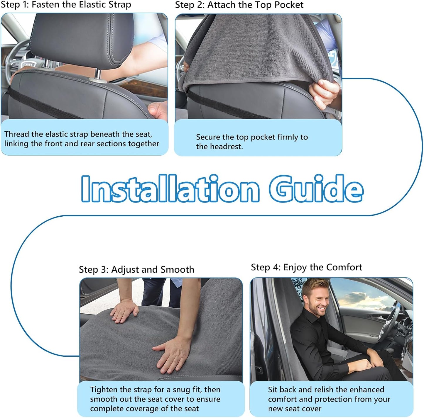 Car Seat Covers Universal Car Protective Front Seat Covers Washable Non-Slip Seat Protectors for Gym Workouts,Waterproof and Sweatproof Towel Seat Covers for Cars,Trucks, Jeeps (Grey)