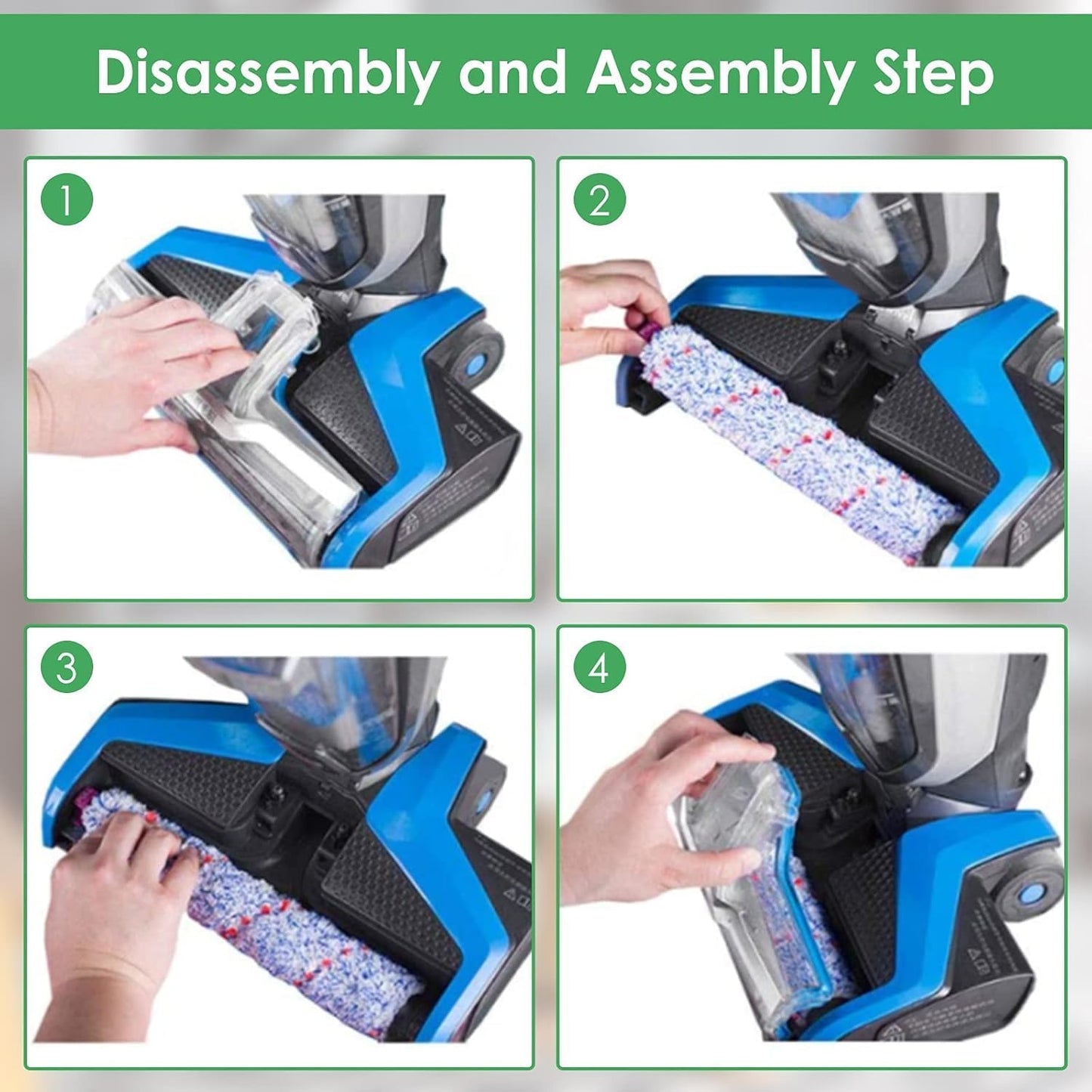 Replacements Compatible with Bissell CrossWave, 3 Multi-Surface Brush Roll 1868 + 3 Vacuum Filter 1866 Vacuum Filter, Compare to Part 1608683, 160-8683, 1608684