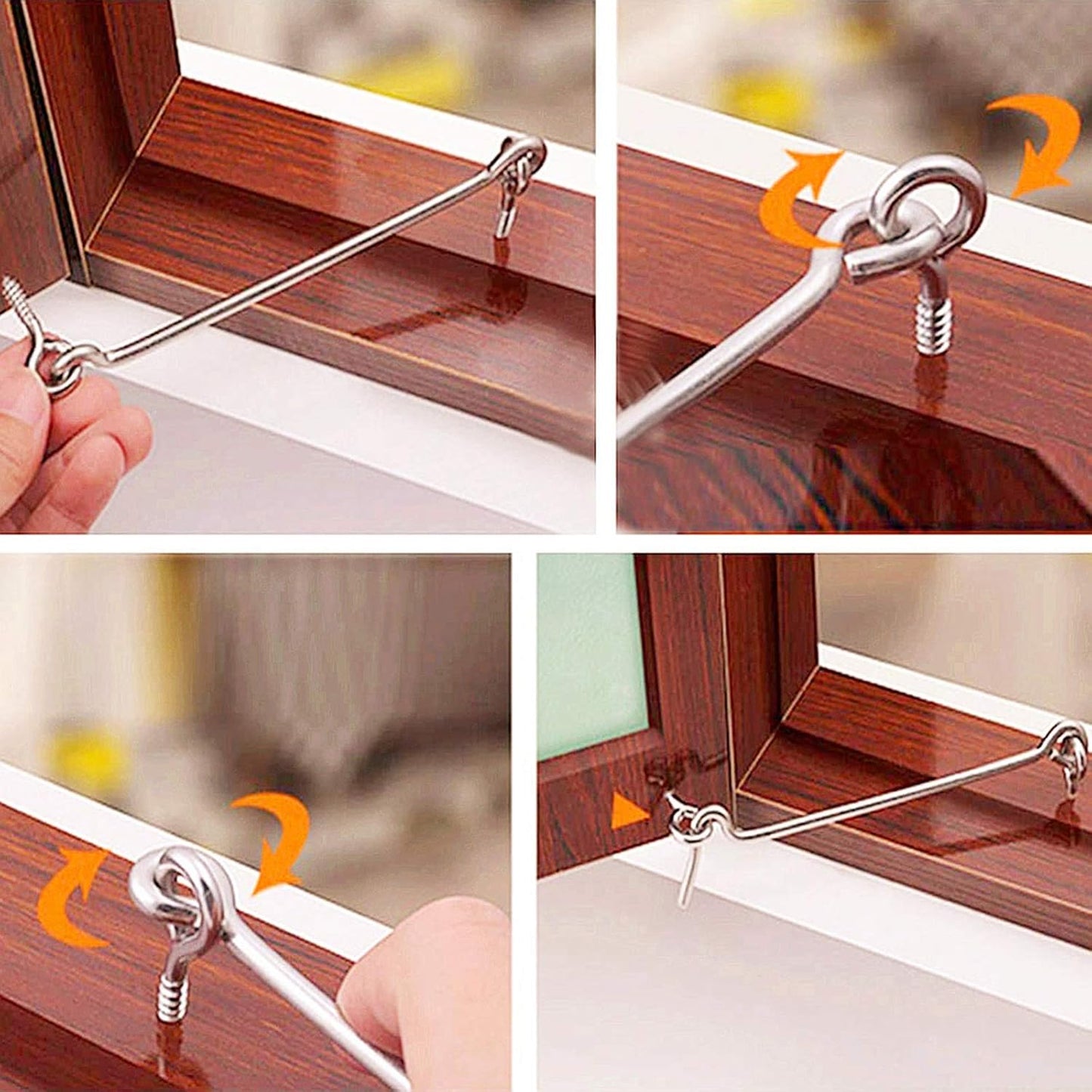 4Pcs 1.5 inches Cabin Hook Eye Latch Gate Door Swivel Window Door Hook with Mounting Screws