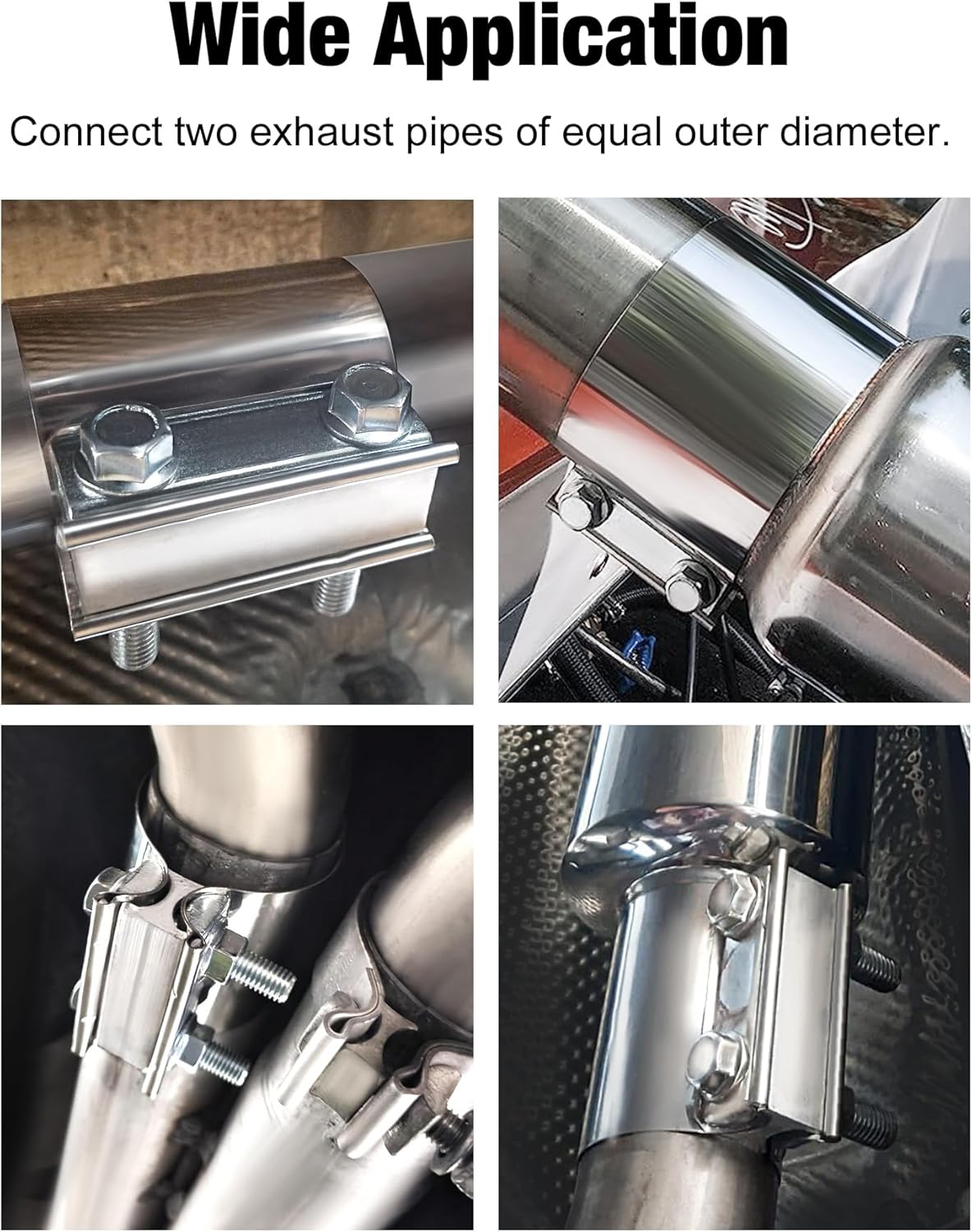 2.5 inch Exhaust Clamp, 2 1/2" Butt Joint Band Clamp Sleeve Coupler Stainless Steel for Pipes,Mufflers,Catalytic Converters (1PC, 2.5 in)