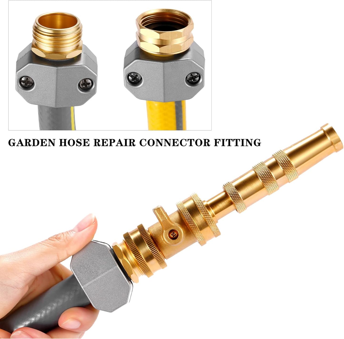 Zinc and Aluminum Male and Female Coupling, Fits All 5/8-Inch and 3/4-Inch Garden Hose Repair Fitting, 2 Pack(Female & Male)