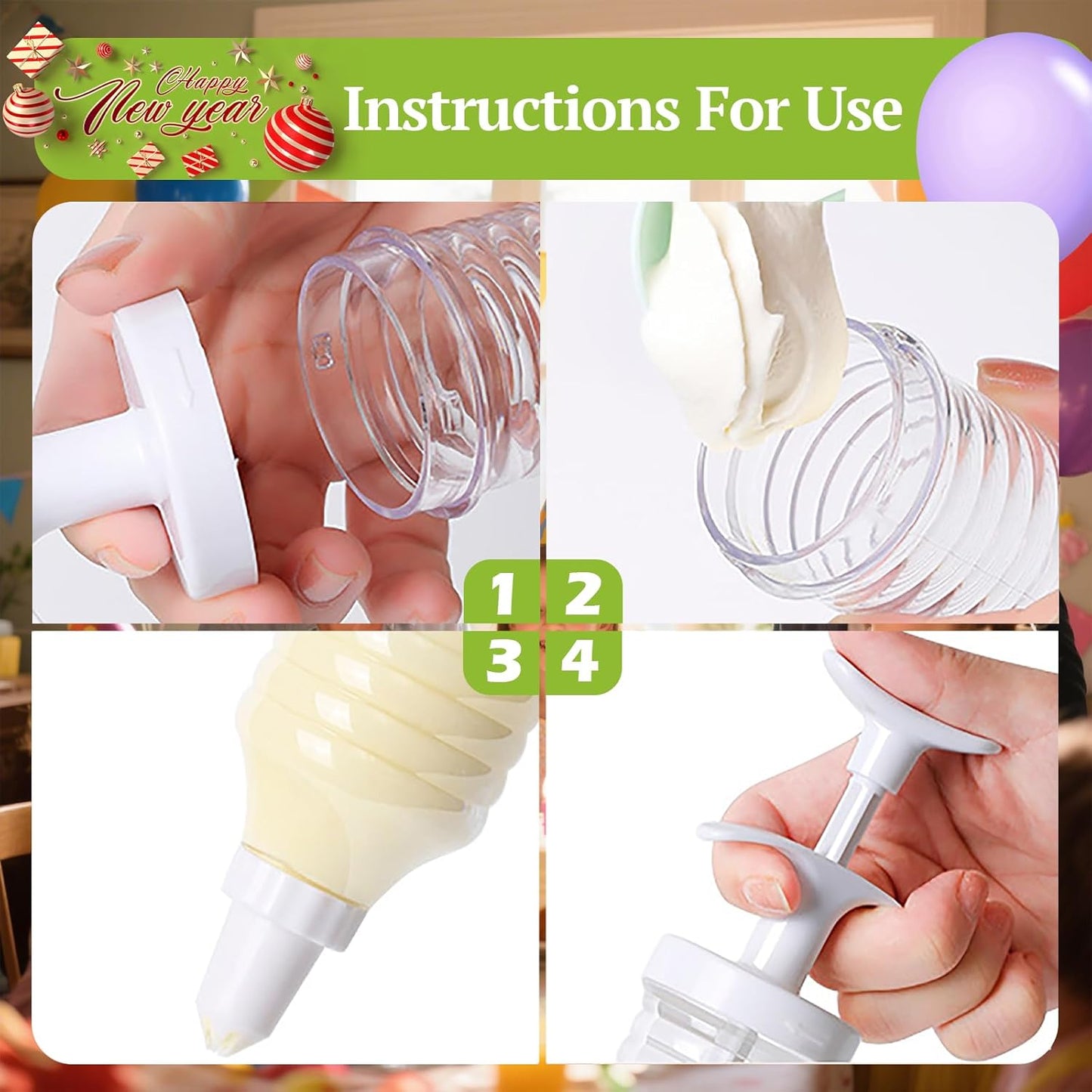 Cake Decorating Gun, Cupcake Icing Piping Kit, Cake Decorating Kit with 8 Piping Tips, Cupcake Injector/Decorating Icing Set, White