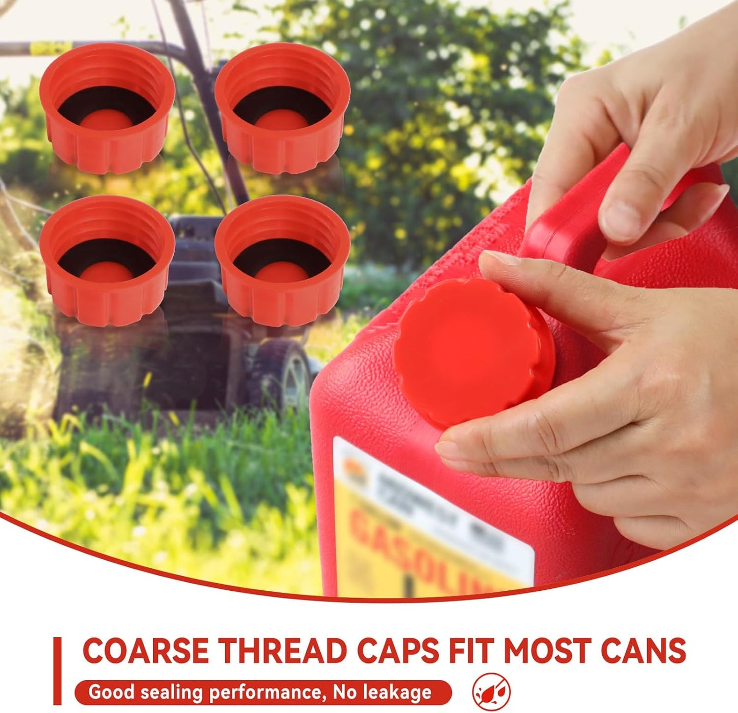 5 Gallon Gas Can Cap Replacement, Coarse Thread Gas Cap for Gasoline, Portable Gas Tank Lid for 5+ Gallon Plastic and Metal Gas Cans, Includes Spout Replacement Old Style(Pack of 4)