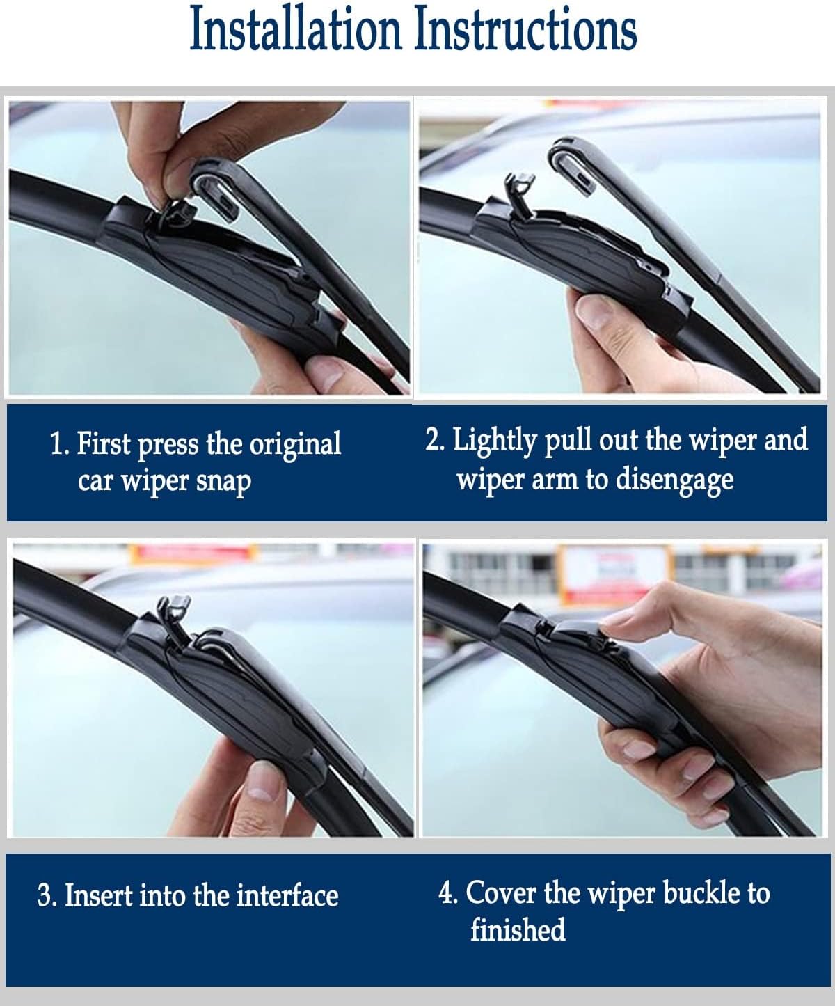 2Pcs Windshield Wipers-22" + 22" Premium All-Seasons Auto Windshield Wiper Blades for My Car (Set of 2)-J-Hook