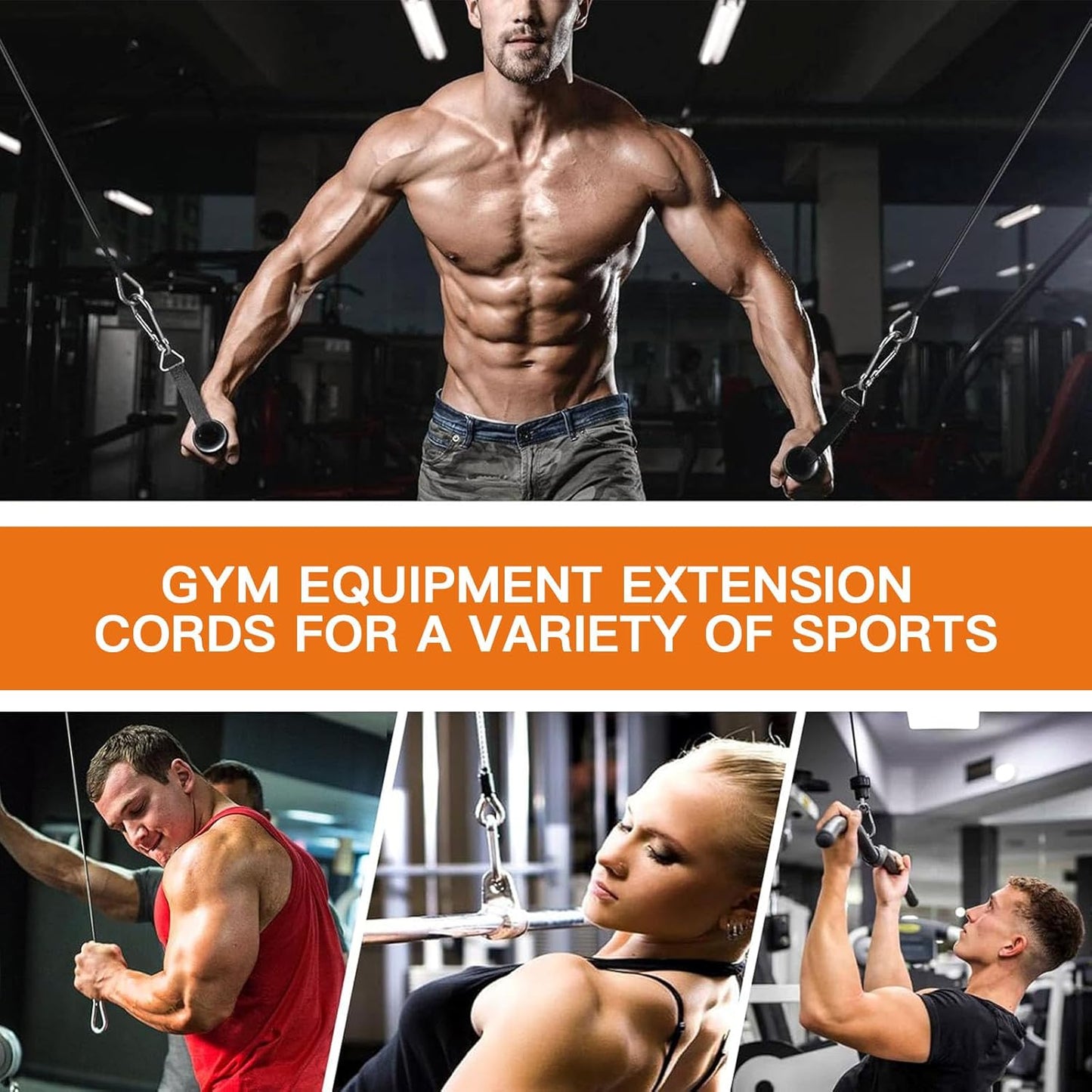 2PCS Gym Cable Extension,Replacement Machine Accessories,Cable Pulley Attachments for -Thick 5mm(0.2inch) Heavy Duty Steel Wire Rope Home Cable, Leg Extensions 10 inch (2PCS)