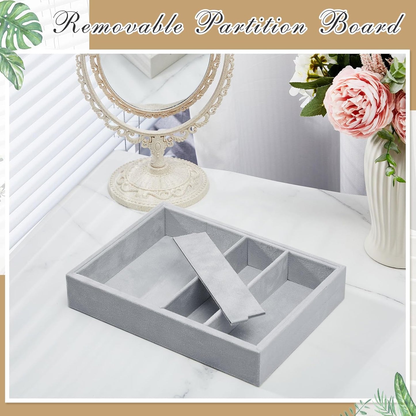 4 Pcs Gray Sunglass Organizer Trays Grids Velvet Glasses Holder Jewelry Display Eyeglasses Storage Box Drawer