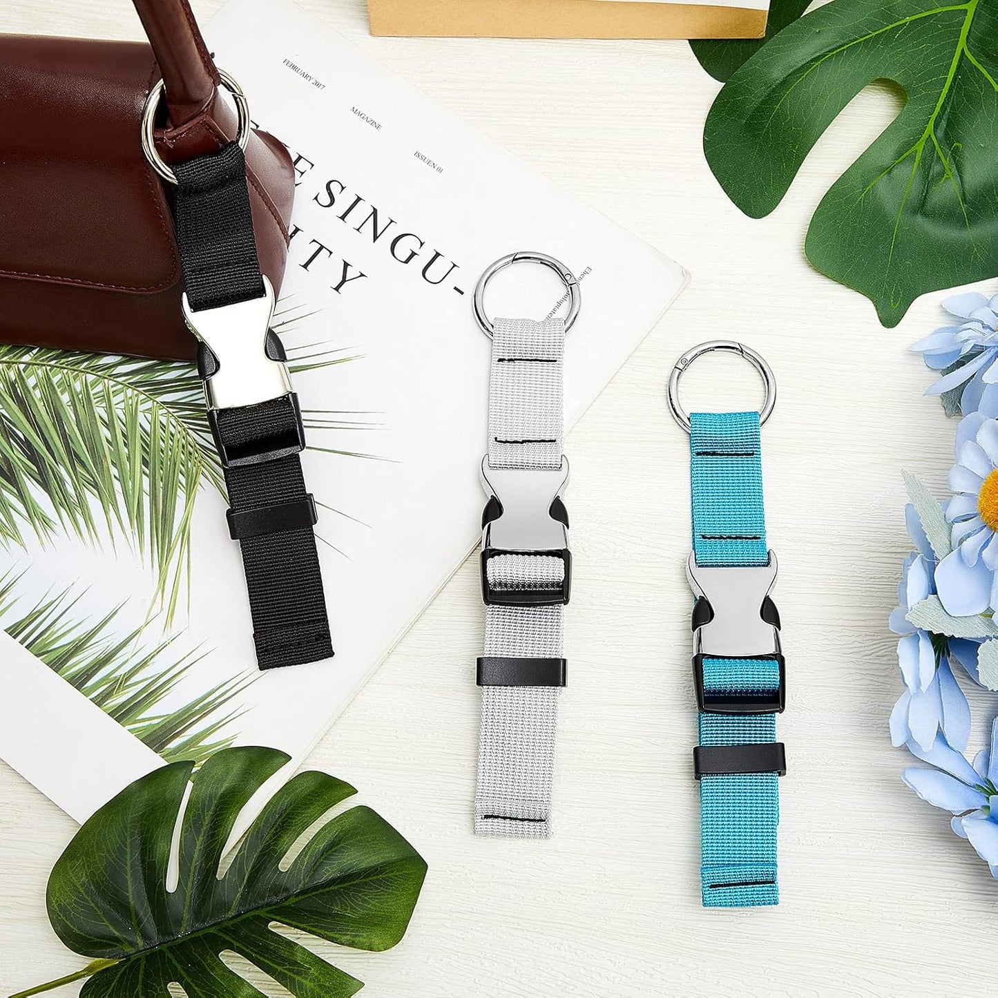 3 Pcs Add a Bag Luggage Straps Gripper Heavy Duty Jacket Valises Strap for Travel Belt with Buckle Adjustable Baggage Black, Blue and Grey