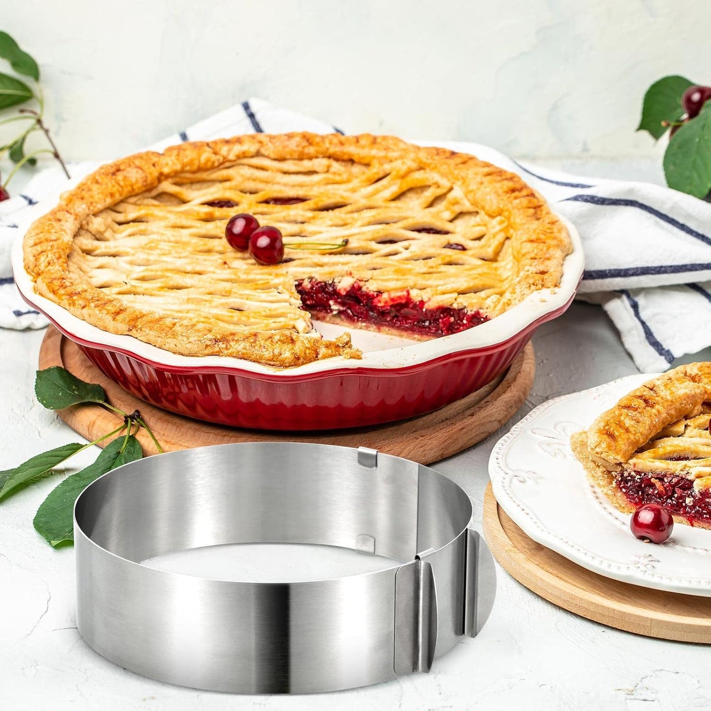 6-12 Inch Round Cookie Cutter Adjustable Circle Stainless Steel Cake Trimmer for Baking Kit Mousse Layered Biscuit Food Tiramisu Pastry