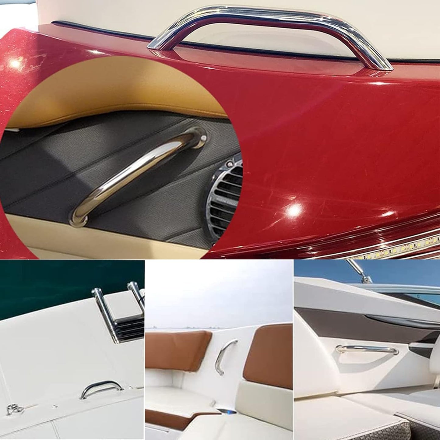 8'' Boat Polished Grab Handle Round Tube Bar Handrail 316 Stainless Steel for Marine Yacht RV