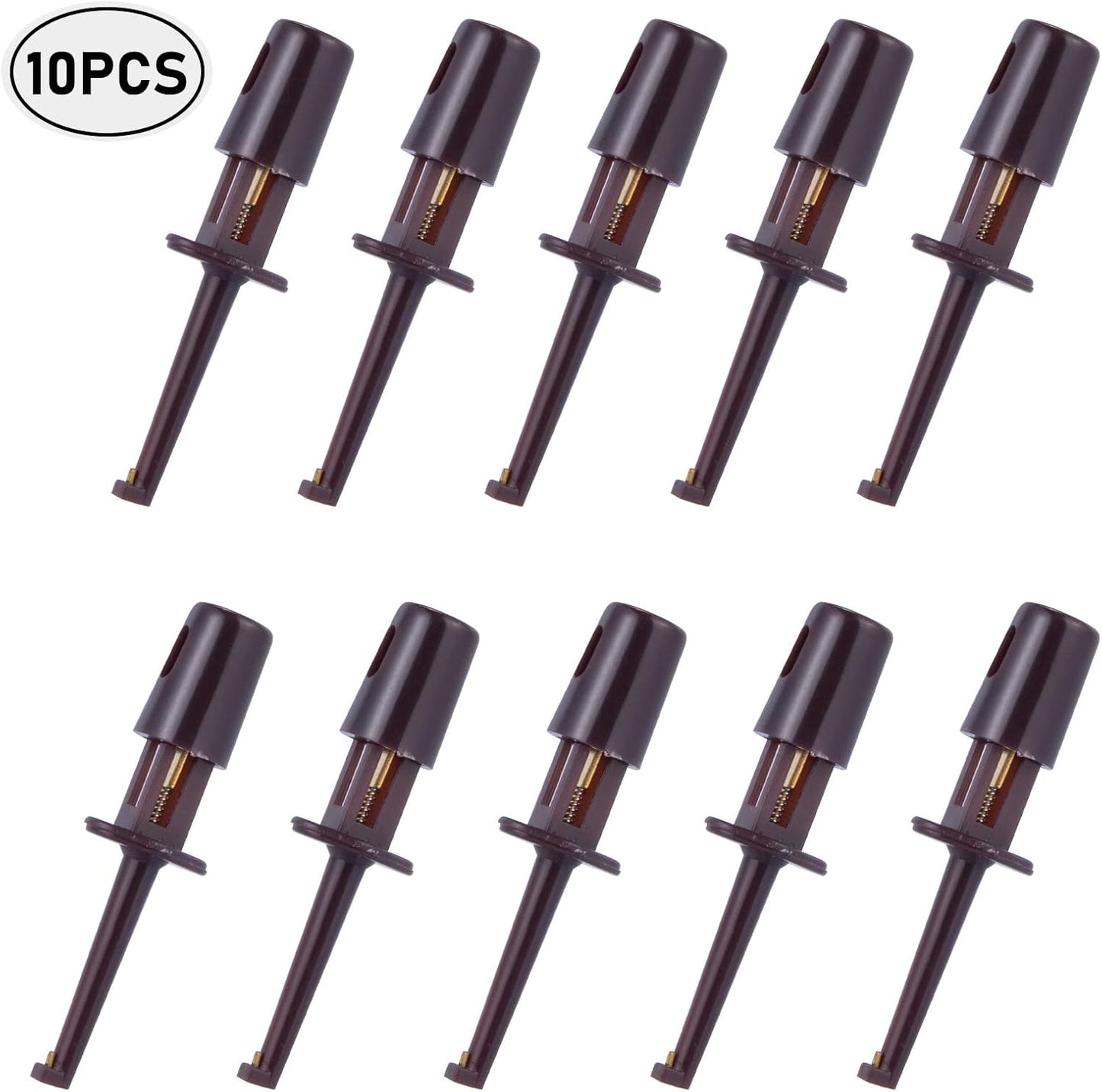 Hackle Pliers for Fly Tying 10PCS, 8 Colors Hook Pliers, Plastic Long Tip Hooks Lures Tool, Rapping Tools Fishing Clip Brown