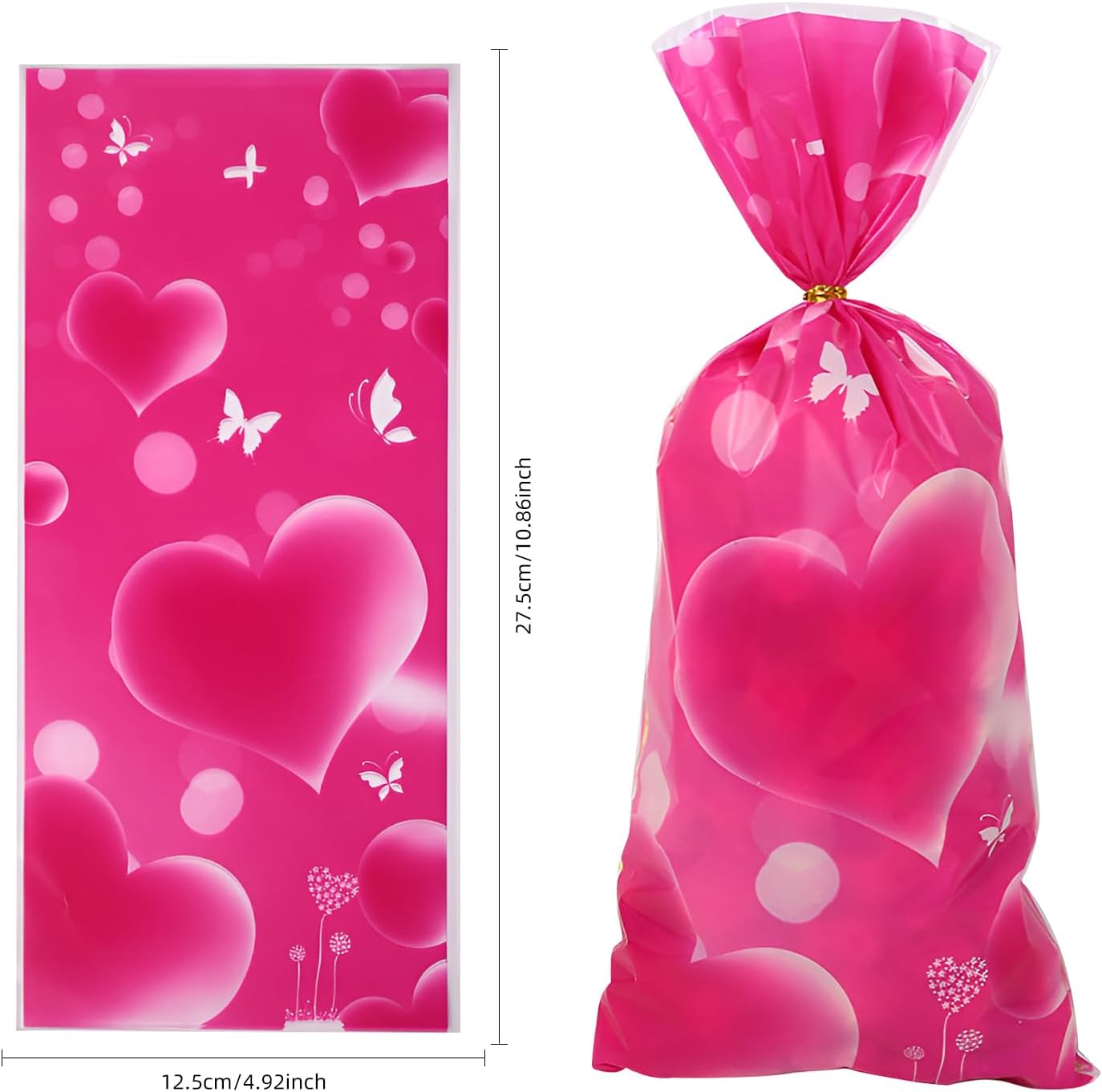 Petluno 50 Pink Gift Bags for Valentine's Day Decoration Peach Heart Small Candy Bag Women's Valentine's Gift Hair with Linen Candy Bags Party Favor Christmas Birthday