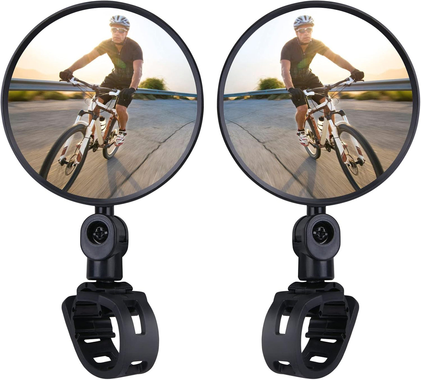 Petluno Bike Mirrors, 2 large angle mirrors 360° rotatable, adjustable, HD-nylon resin bike mirrors, for handlebars 15 to 35 mm, bike accessories for all round bikes