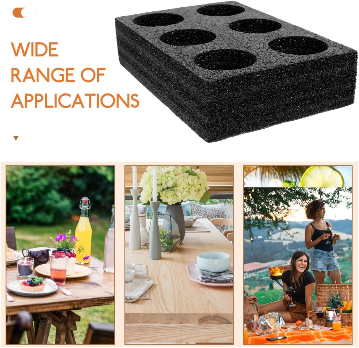 Petluno 6 Holes Takeout Beverage Cup Trays, Hot Cold Drinks Fixing Holders, Foam Coffee Carrier, Packing Tool for Restaurant Black