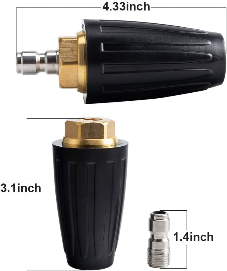 Pressure Washer Tips Turbo Nozzle Pressure Washer 4000 PSI Max Rotating Pressure Washer Nozzle with 1/4'' Quick Connect for Cleaning Brick, Concrete, and Vinyl Surfaces,4.0 GPM 4.0 Orifice