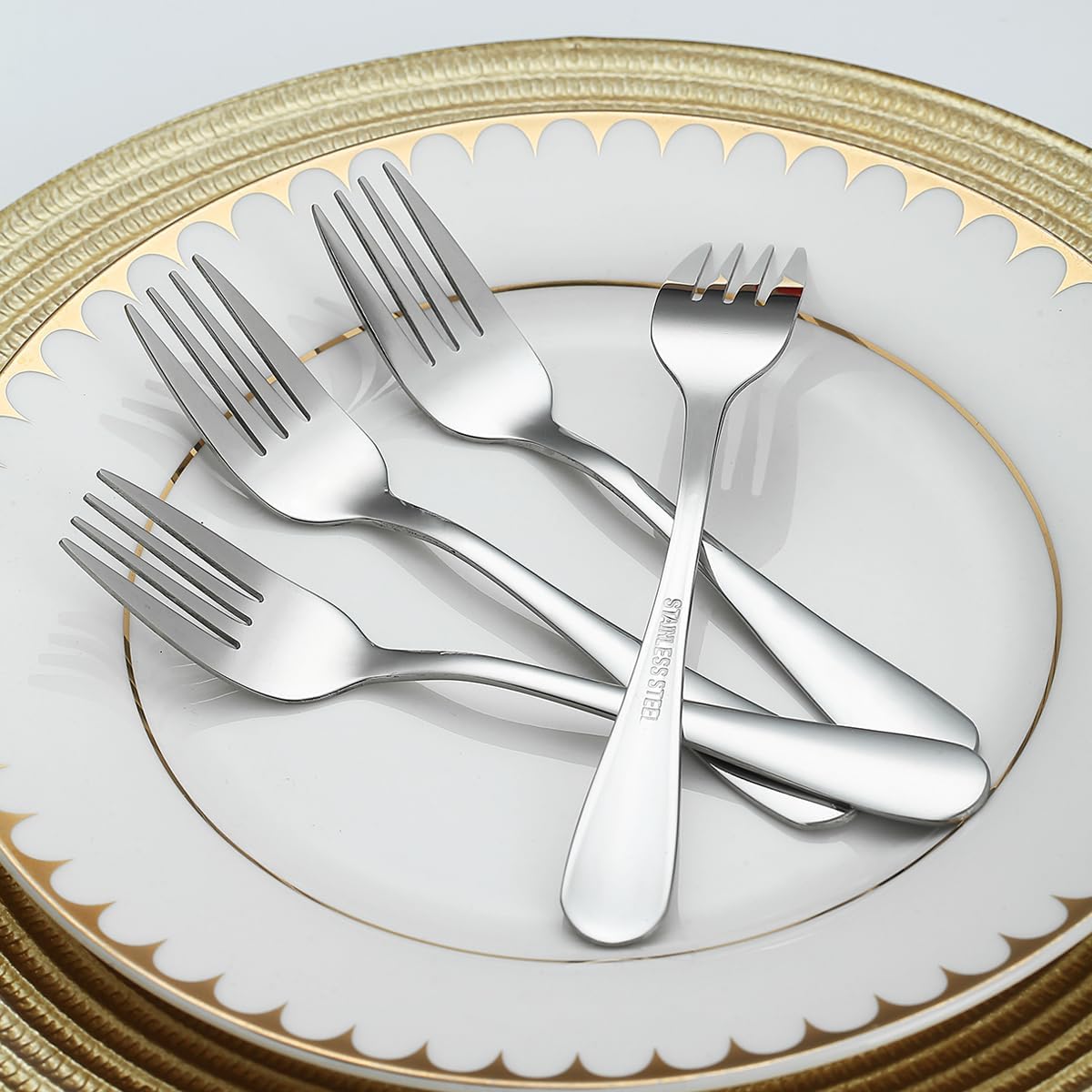 Dessert Forks Set of 12 Pack, Stainless Steel Pastry Fork, Family Appetizer Fork for Fruit, Cake, Cheese, Party Trips, Cafes, Restaurants, Easy to Clean, Dishwasher Safe