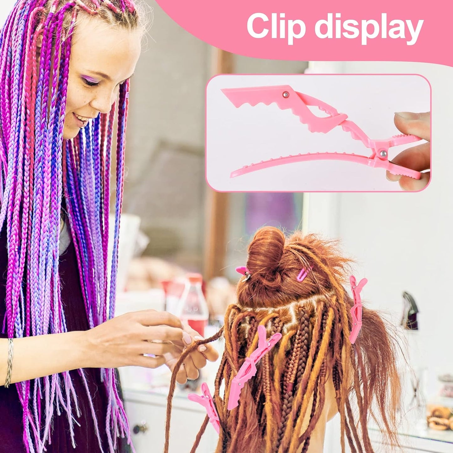 Crochet Hooks for Hair with 2pcs Crochet Needle, 1pcs Edge Brush, 1pcs Bristle Hair Brush, 1pcs Rat Tail Comb, 3pcs Gator Clips Crochet Needle for Passion Twist Crochet Hair Extensions