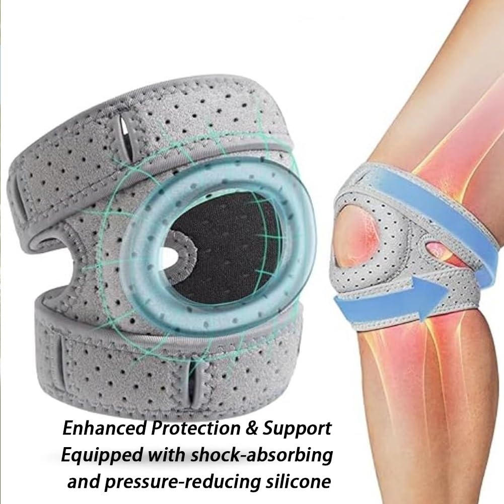 Wellnee Knee Brace,Knee Support for Athletes,Adjustable Tendon Support Sleeve Brace,Pain-Relief Knee Pads for Meniscus, Orthopedic(2pcs Gray,L(Adult))